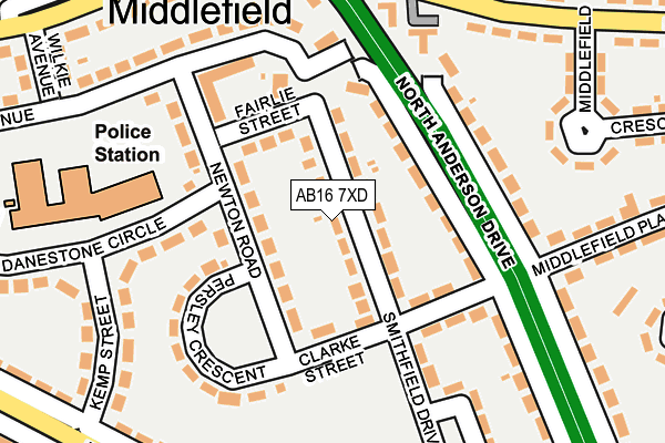 AB16 7XD map - OS OpenMap – Local (Ordnance Survey)
