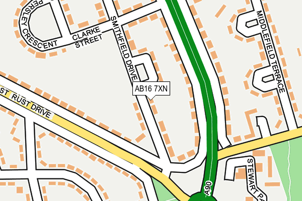 AB16 7XN map - OS OpenMap – Local (Ordnance Survey)