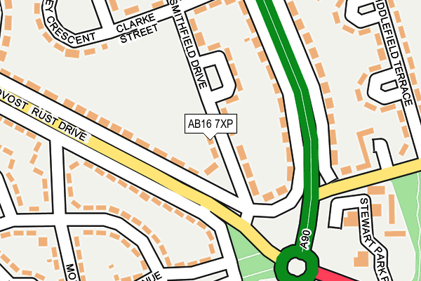 AB16 7XP map - OS OpenMap – Local (Ordnance Survey)