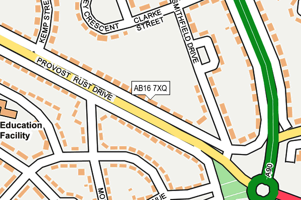 AB16 7XQ map - OS OpenMap – Local (Ordnance Survey)