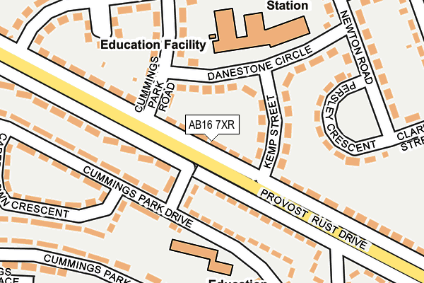 AB16 7XR map - OS OpenMap – Local (Ordnance Survey)