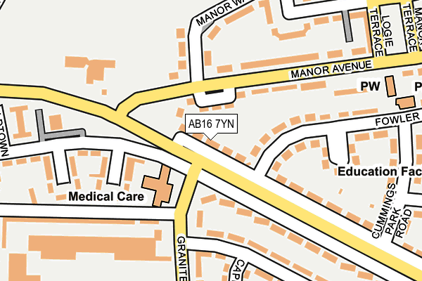 AB16 7YN map - OS OpenMap – Local (Ordnance Survey)