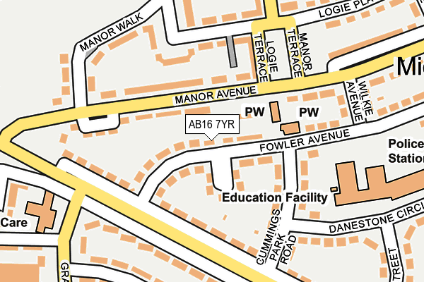 AB16 7YR map - OS OpenMap – Local (Ordnance Survey)