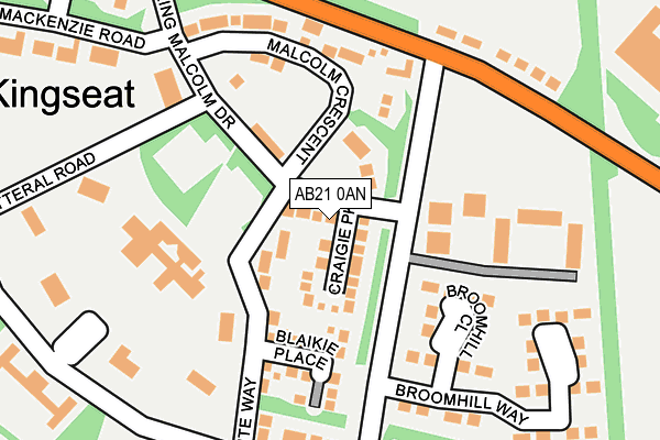 AB21 0AN map - OS OpenMap – Local (Ordnance Survey)