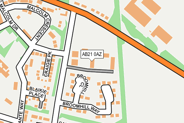 AB21 0AZ map - OS OpenMap – Local (Ordnance Survey)