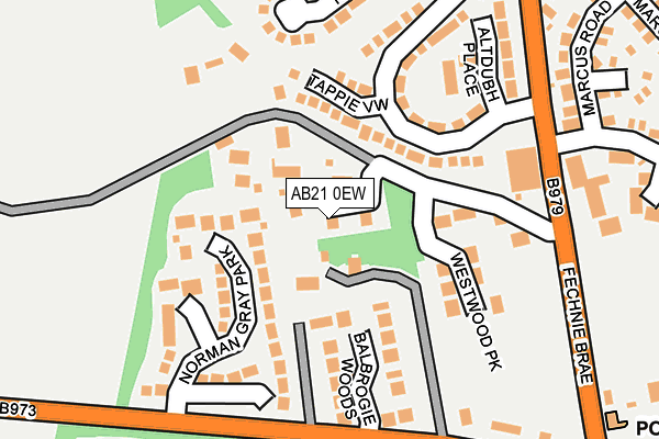 AB21 0EW map - OS OpenMap – Local (Ordnance Survey)