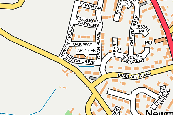 AB21 0FB map - OS OpenMap – Local (Ordnance Survey)