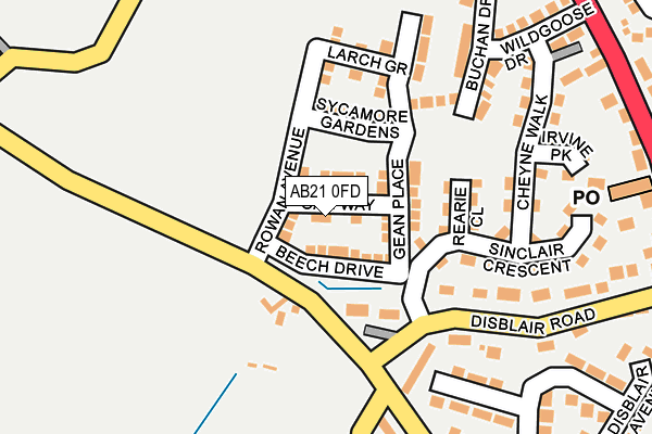 AB21 0FD map - OS OpenMap – Local (Ordnance Survey)