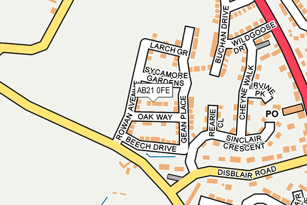 AB21 0FE map - OS OpenMap – Local (Ordnance Survey)