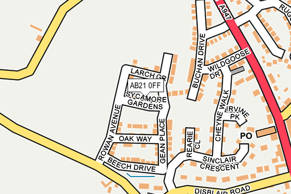 AB21 0FF map - OS OpenMap – Local (Ordnance Survey)