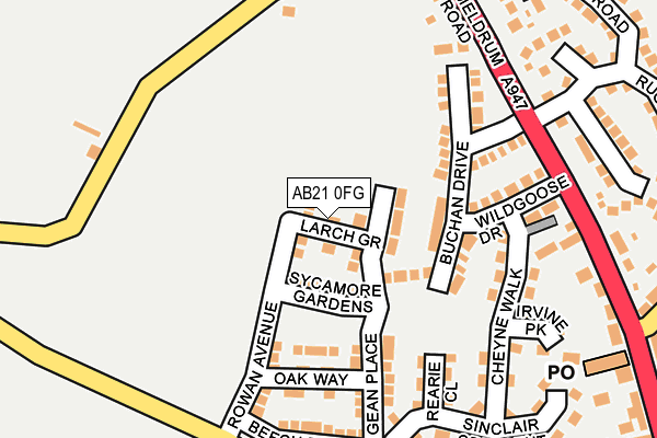 AB21 0FG map - OS OpenMap – Local (Ordnance Survey)