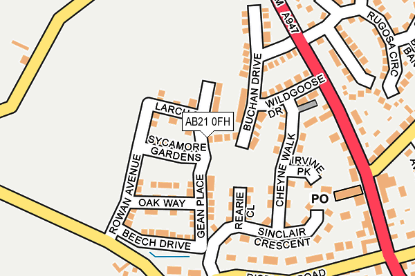 AB21 0FH map - OS OpenMap – Local (Ordnance Survey)