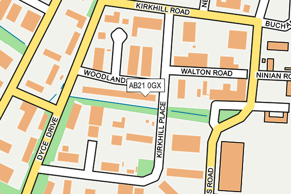 AB21 0GX map - OS OpenMap – Local (Ordnance Survey)