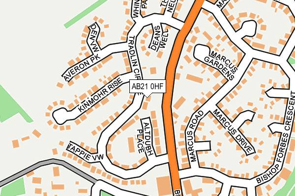 AB21 0HF map - OS OpenMap – Local (Ordnance Survey)