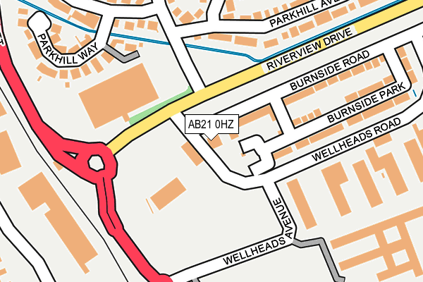 AB21 0HZ map - OS OpenMap – Local (Ordnance Survey)
