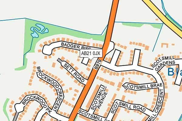 AB21 0JX map - OS OpenMap – Local (Ordnance Survey)