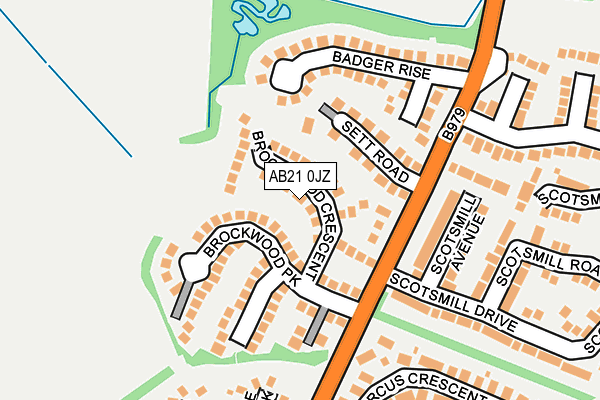 AB21 0JZ map - OS OpenMap – Local (Ordnance Survey)