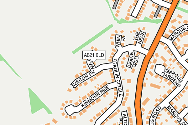 AB21 0LD map - OS OpenMap – Local (Ordnance Survey)
