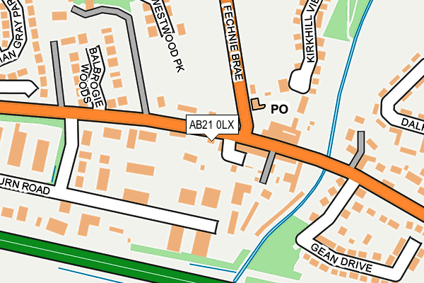 AB21 0LX map - OS OpenMap – Local (Ordnance Survey)