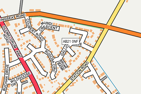 AB21 0NF map - OS OpenMap – Local (Ordnance Survey)