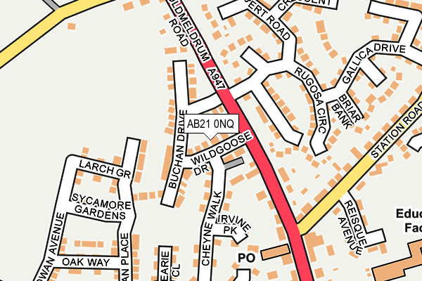 AB21 0NQ map - OS OpenMap – Local (Ordnance Survey)