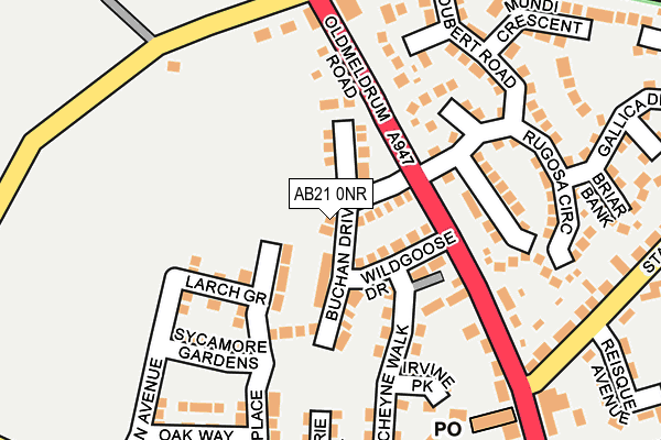 AB21 0NR map - OS OpenMap – Local (Ordnance Survey)