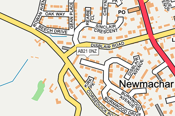 AB21 0NZ map - OS OpenMap – Local (Ordnance Survey)