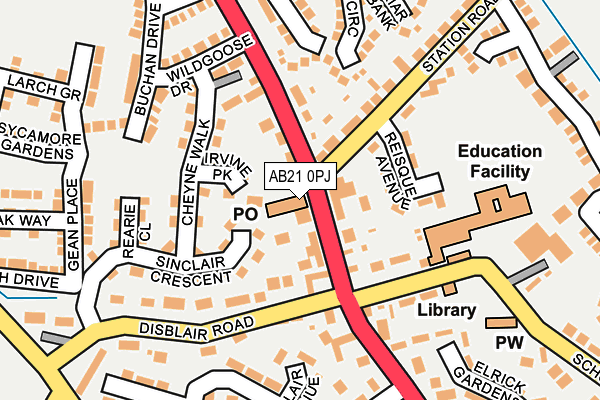 AB21 0PJ map - OS OpenMap – Local (Ordnance Survey)