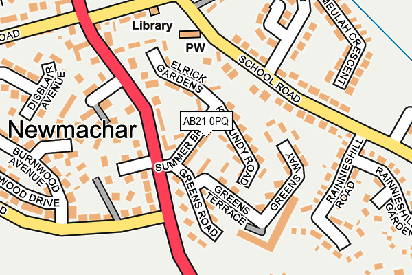 AB21 0PQ map - OS OpenMap – Local (Ordnance Survey)