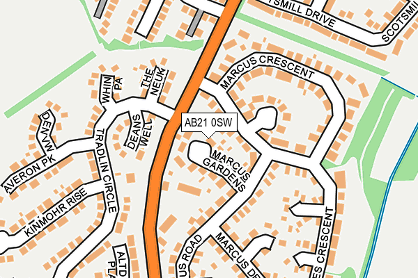 AB21 0SW map - OS OpenMap – Local (Ordnance Survey)