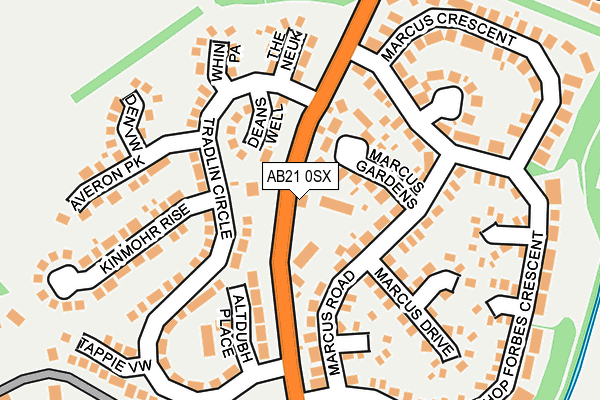AB21 0SX map - OS OpenMap – Local (Ordnance Survey)