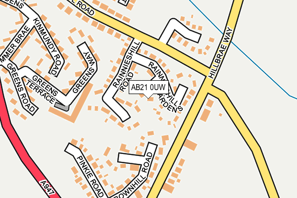 AB21 0UW map - OS OpenMap – Local (Ordnance Survey)
