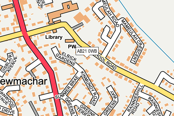 AB21 0WB map - OS OpenMap – Local (Ordnance Survey)