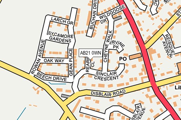AB21 0WN map - OS OpenMap – Local (Ordnance Survey)