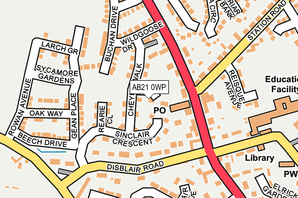 AB21 0WP map - OS OpenMap – Local (Ordnance Survey)