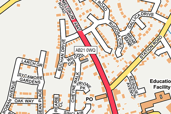 AB21 0WQ map - OS OpenMap – Local (Ordnance Survey)