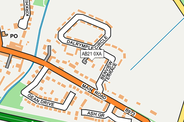 AB21 0XA map - OS OpenMap – Local (Ordnance Survey)