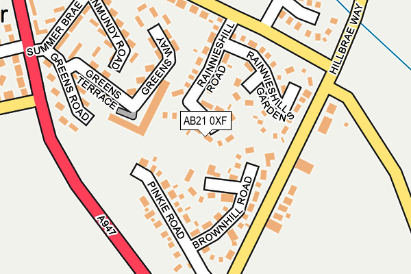 AB21 0XF map - OS OpenMap – Local (Ordnance Survey)