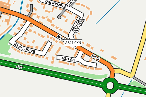 AB21 0XN map - OS OpenMap – Local (Ordnance Survey)