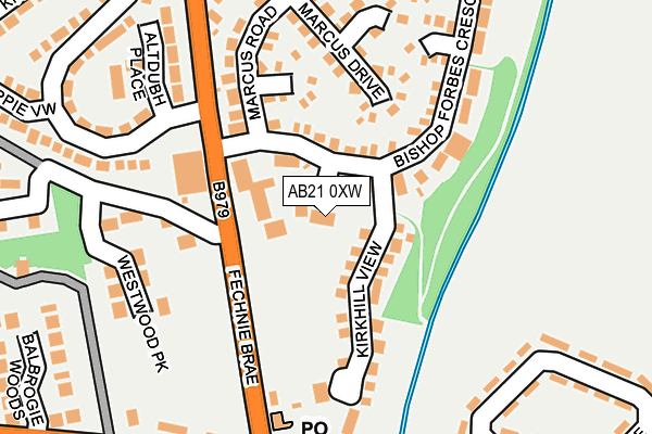 AB21 0XW map - OS OpenMap – Local (Ordnance Survey)