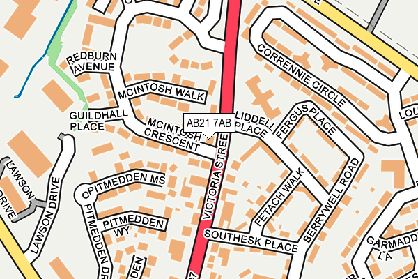 AB21 7AB map - OS OpenMap – Local (Ordnance Survey)