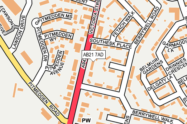 AB21 7AD map - OS OpenMap – Local (Ordnance Survey)