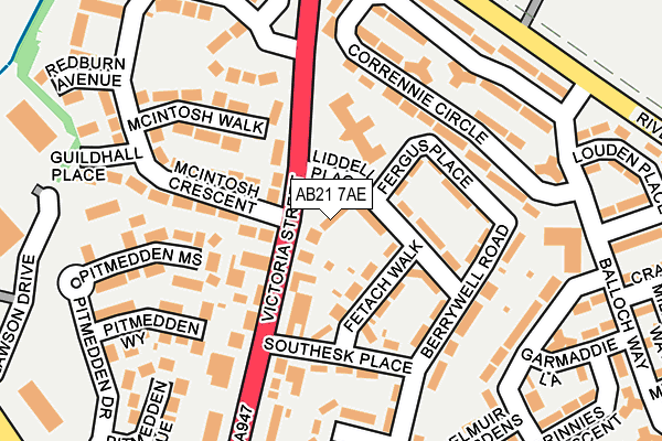 AB21 7AE map - OS OpenMap – Local (Ordnance Survey)