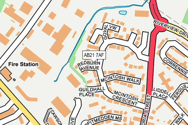 AB21 7AF map - OS OpenMap – Local (Ordnance Survey)