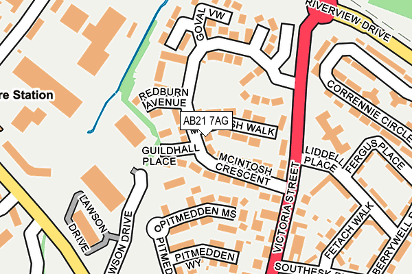 AB21 7AG map - OS OpenMap – Local (Ordnance Survey)