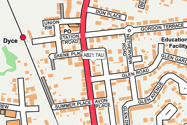 AB21 7AU map - OS OpenMap – Local (Ordnance Survey)