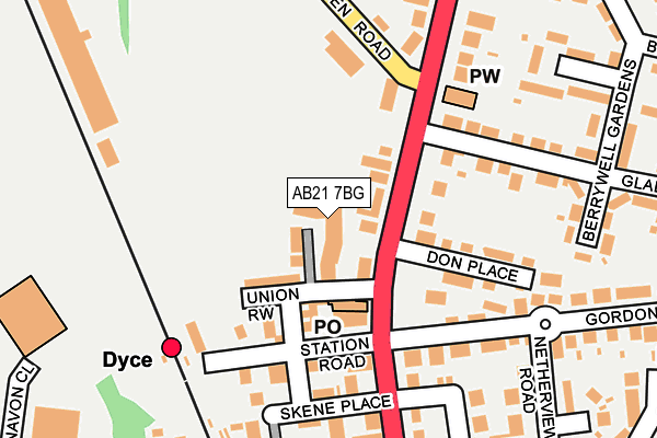AB21 7BG map - OS OpenMap – Local (Ordnance Survey)
