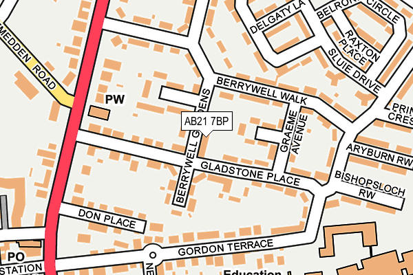 AB21 7BP map - OS OpenMap – Local (Ordnance Survey)
