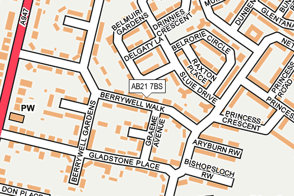 AB21 7BS map - OS OpenMap – Local (Ordnance Survey)