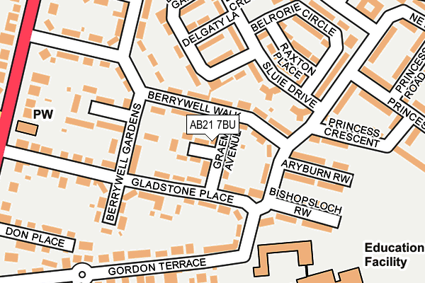 AB21 7BU map - OS OpenMap – Local (Ordnance Survey)